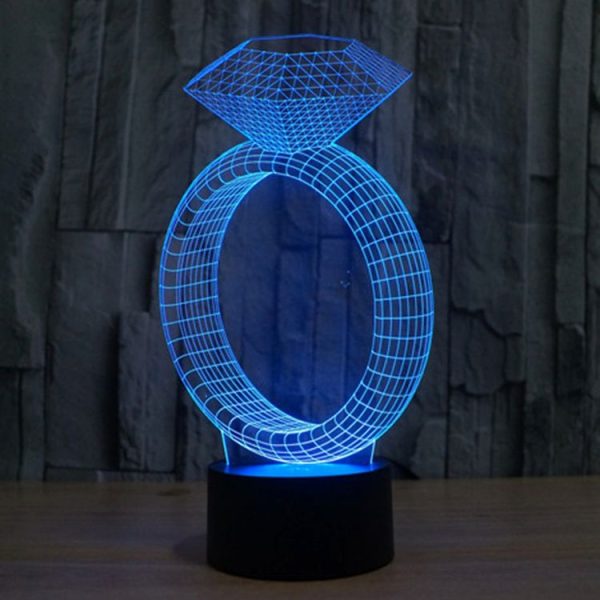 Diamond Ring Style 3D Touch Switch Control LED Light, 7 Color Discoloration Creative Visual Stereo Lamp Desk Lamp Night Light - Image 9