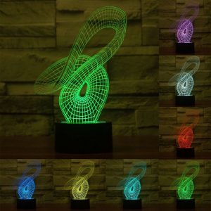 Abstract Style 3D Touch Switch Control LED Light, 7 Color Discoloration Creative Visual Stereo Lamp Desk Lamp Night Light