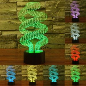 Spiral Style 3D Touch Switch Control LED Light, 7 Color Discoloration Creative Visual Stereo Lamp Desk Lamp Night Light
