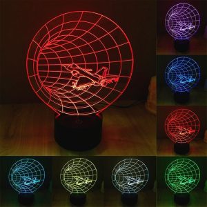 Time Machine Style 3D Touch Switch Control LED Light, 7 Color Discoloration Creative Visual Stereo Lamp Desk Lamp Night Light
