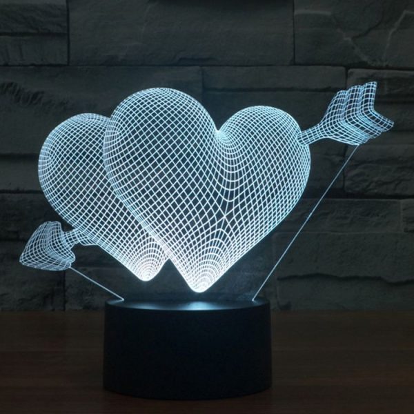 Arrow Through Heart Style 3D Touch Switch Control LED Light, 7 Colour Discoloration Creative Visual Stereo Lamp Desk Lamp Night Light - Image 12
