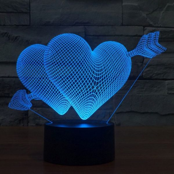 Arrow Through Heart Style 3D Touch Switch Control LED Light, 7 Colour Discoloration Creative Visual Stereo Lamp Desk Lamp Night Light - Image 9