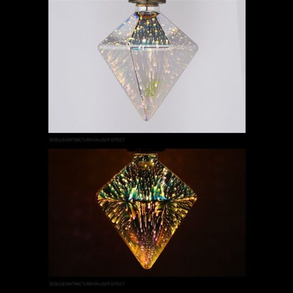 E27 4W IP65 Waterproof Pointed Diamond Shape Warm White 3D Fireworks LED Bulb, 2700K 48 LEDs SMD 2835 Vintage Atmosphere Decoration Art Lamp, AC 85-265V - Image 3