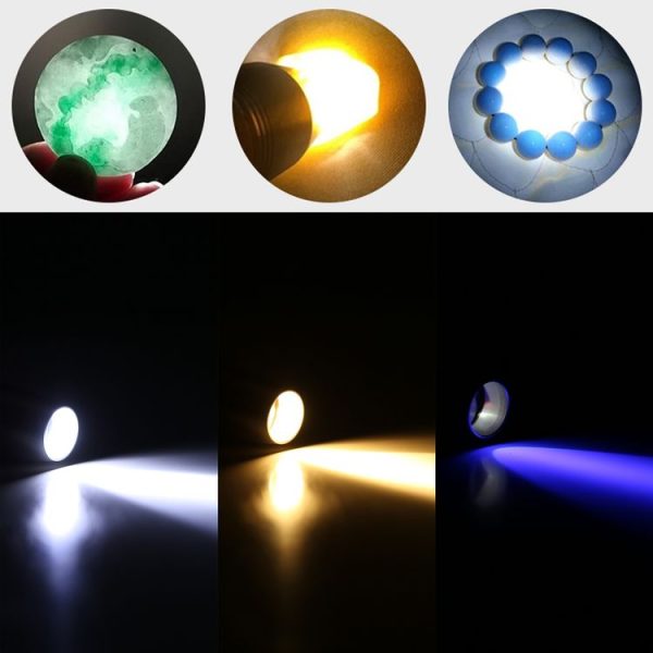 36C Type-C Charging Stepless Dimming Three Light Source Jade Identification Flashlight - Image 7