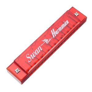Swan SW16-4 16-holes Tremolo Harmonica Transparent Harps Children Students Beginner Musical Instruments (Red)