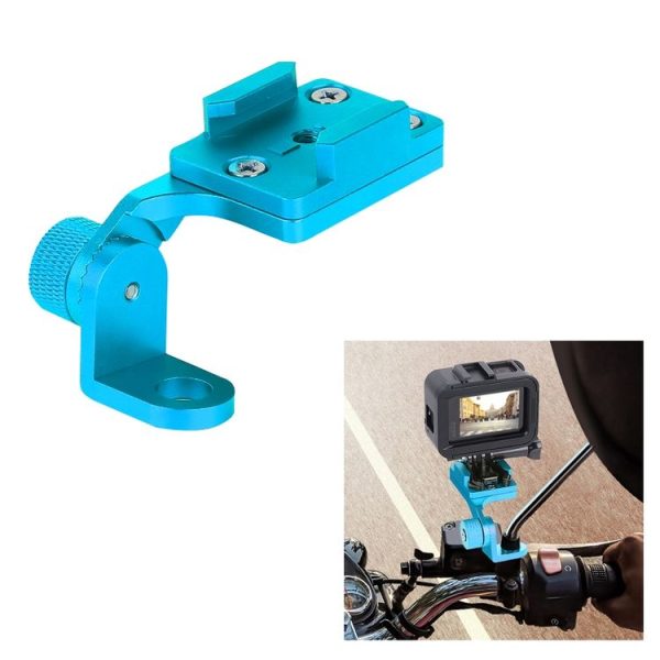 RUIGPRO Motorcycle Handlebar Alloy Phone Bracket for GoPro, Insta360, DJI and Other Action Cameras (Cyan)