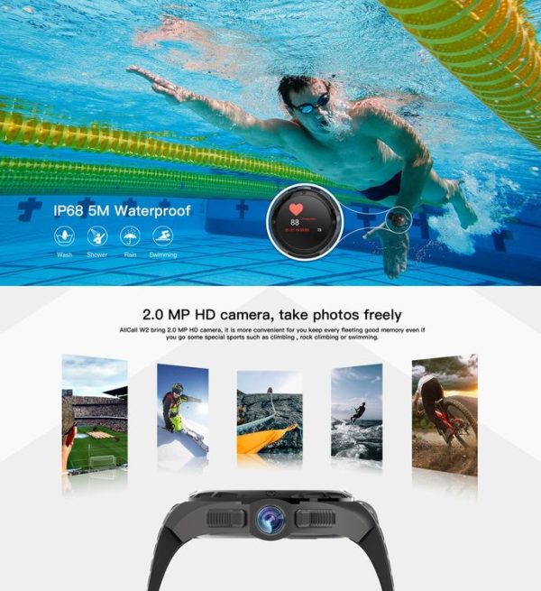 AllCall W2 Smart Watch Phone, 2GB+16GB, IP68 Waterproof, 1.39 inch Android 7.0, MTK6580 Quad Core up to 1.3GHz, Network: 3G, Heart Rate / Exercise Mode / 2.0MP Camera / GPS / Bluetooth (Tarnish) - Image 8