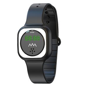 F9 Outdoor Silica Gel Mosquito Repellent Wristband with Clock (Black)