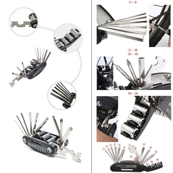 16 in 1 Multifunction Folding Bicycle Repair Combination Tools - Image 6
