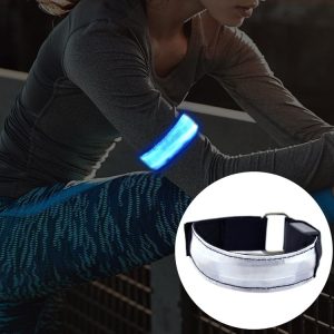 LED Flash Safety Reflective Nylon Light Rechargeable Sports Wrist Belt (Blue)