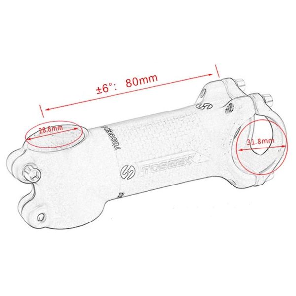 TOSEEK All Carbon Fiber 3KUD Texture Road Mountain Bike Ultra-light Handlebar Stem Riser Faucet, Size: 6 Degree, 80mm (Matte) - Image 4