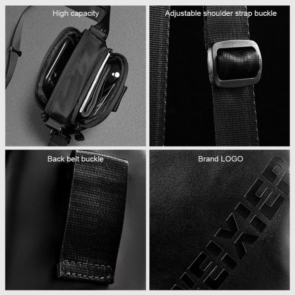 WEIXIER 9545 Men Outdoor Casual Leather Crossbody Bag Waterproof Waist Bag (Grey) - Image 12