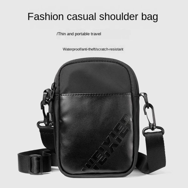WEIXIER 9545 Men Outdoor Casual Leather Crossbody Bag Waterproof Waist Bag (Grey) - Image 7