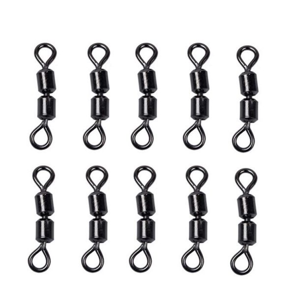 100 PCS 8 Word Shape Fishing Rolling Swivels Dual Rings Connector - Image 2