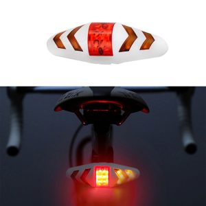 Bicycle Tail Light Intelligent Wireless Remote Control Turn Signal Warning Light (White)