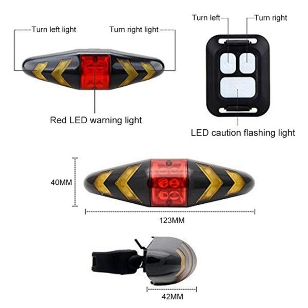 Bicycle Tail Light Intelligent Wireless Remote Control Turn Signal Warning Light (White) - Image 4