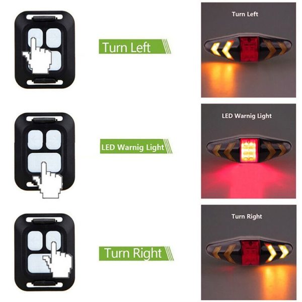 Bicycle Tail Light Intelligent Wireless Remote Control Turn Signal Warning Light (White) - Image 6