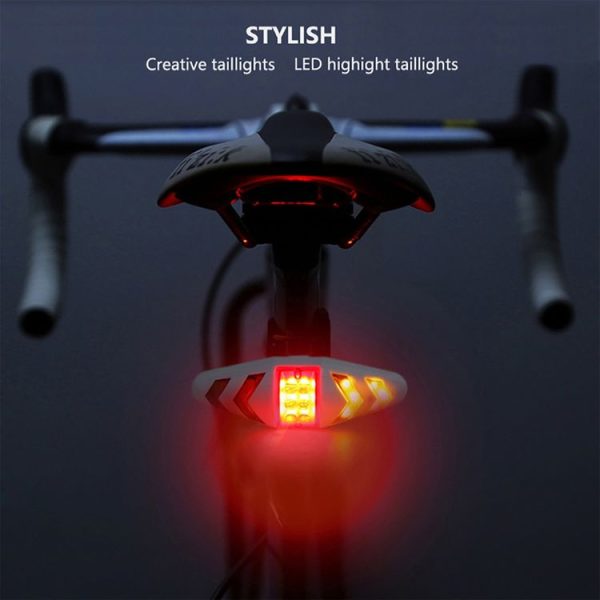 Bicycle Tail Light Intelligent Wireless Remote Control Turn Signal Warning Light (White) - Image 8