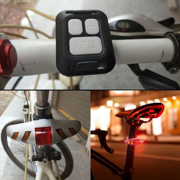 Bicycle Tail Light Intelligent Wireless Remote Control Turn Signal Warning Light (White) - Image 9