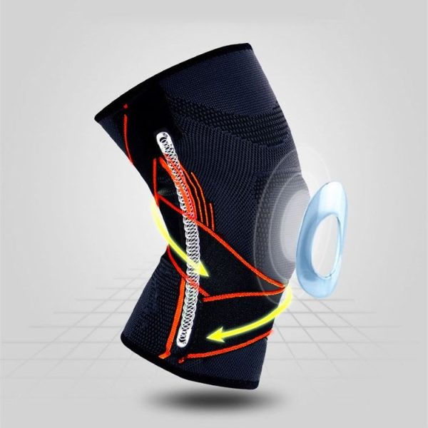 Sports High Elastic Shockproof Non-slip Silicone Knee Support Guards with Pressure Strip Size: L - Image 4
