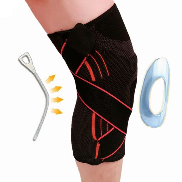 Sports High Elastic Shockproof Non-slip Silicone Knee Support Guards with Pressure Strip Size: L - Image 5