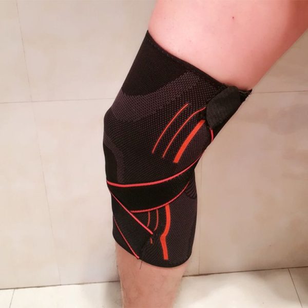 Sports High Elastic Shockproof Non-slip Silicone Knee Support Guards with Pressure Strip Size: L - Image 8