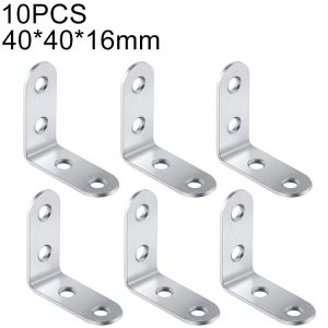 10pcs Stainless Steel 90 Degree Angle Bracket, Corner Brace Joint Bracket Fastener Furniture Cabinet Screens Wall (40mm)