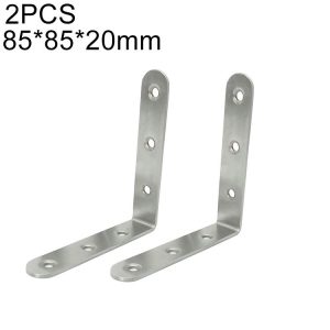 2pcs Stainless Steel 90 Degree Angle Bracket, Corner Brace Joint Bracket Fastener Furniture Cabinet Screens Wall (85mm)