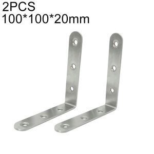 2pcs Stainless Steel 90 Degree Angle Bracket, Corner Brace Joint Bracket Fastener Furniture Cabinet Screens Wall (100mm)