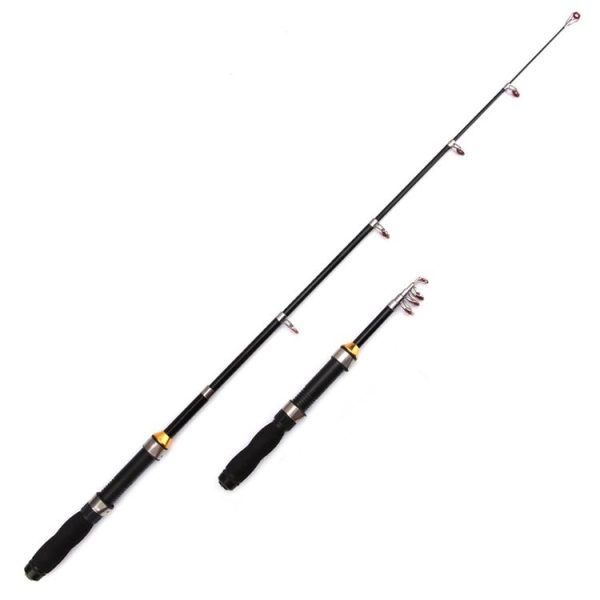 37cm Portable Telescopic Sea Fishing Rod Mini Fishing Pole, Extended Length: 2.3m, Black Tube-type Reel Seat - Image 2