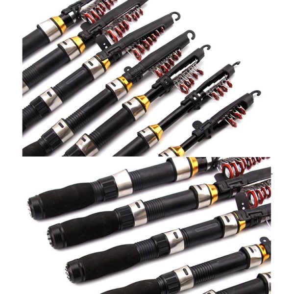 37cm Portable Telescopic Sea Fishing Rod Mini Fishing Pole, Extended Length: 2.3m, Black Tube-type Reel Seat - Image 4