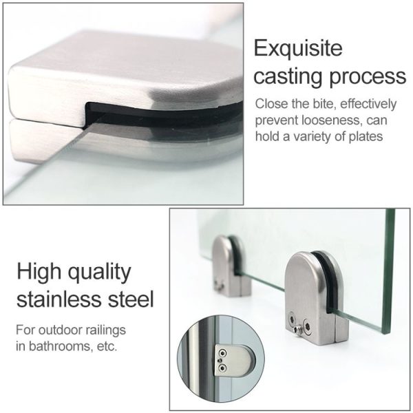 5-8mm Concave Curved Bottom Matte Polished 304 Stainless Steel Fixed Clip Railing Glass Wood Layer Board Clamp Bracket - Image 5