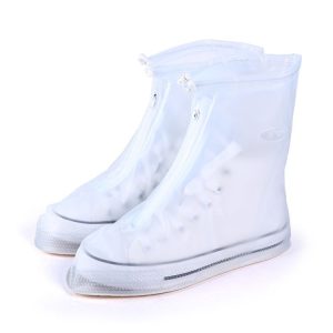 Fashion PVC Non-slip Waterproof Thick-soled Shoe Cover Size: M (White)