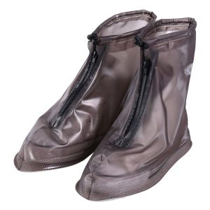 Fashion PVC Non-slip Waterproof Thick-soled Shoe Covers Size: XXL (Coffee)