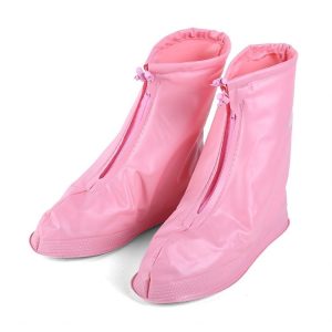 Fashion Children PVC Non-slip Waterproof Thick-soled Shoe Cover Size: XL (Pink)
