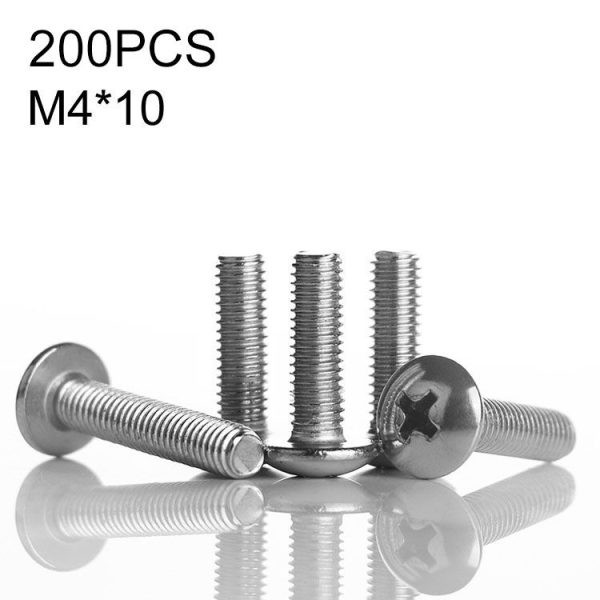 200 PCS 201 Stainless Steel Cross Large Flat Head Screw, M4x10