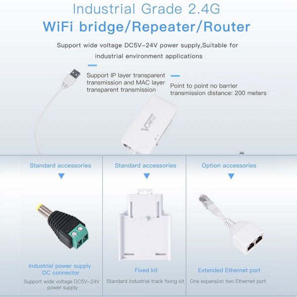 VONETS VAP11G-500S High Power CPE 20dbm Mini WiFi 300Mbps Bridge WiFi Repeater Signal Booster, Outdoor Wireless Point to Point, No Abstacle (White) - Image 6