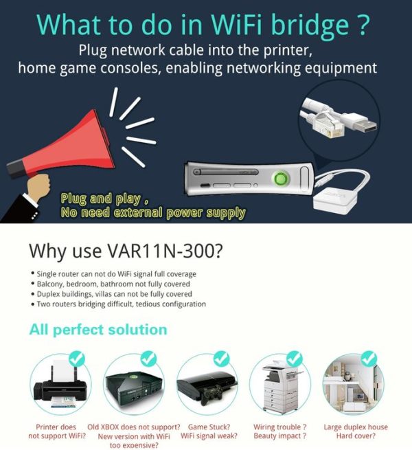 VONETS VAR11N-300 Mini 300Mbps WiFi Repeater & Router & Bridge, Support 802.11N (White) - Image 6