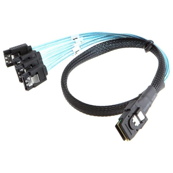 Mini SAS (SFF-8087) to 4 x SATA 7-Pin Female Forward Breakout 6Gbps Data Cable, Length: 50cm - Image 2