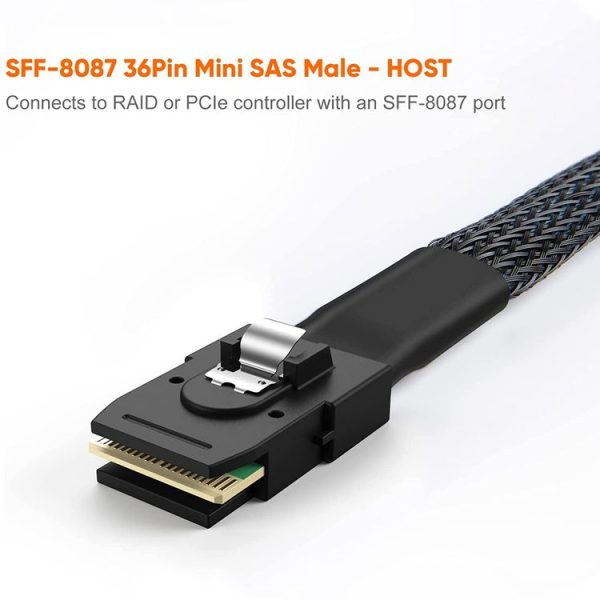 Mini SAS (SFF-8087) to 4 x SATA 7-Pin Female Forward Breakout 6Gbps Data Cable, Length: 50cm - Image 4
