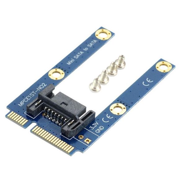 Mini PCI-E mSATA SSD to SATA 7 Pin MPCIe Extension Adapter Card (Blue) - Image 2