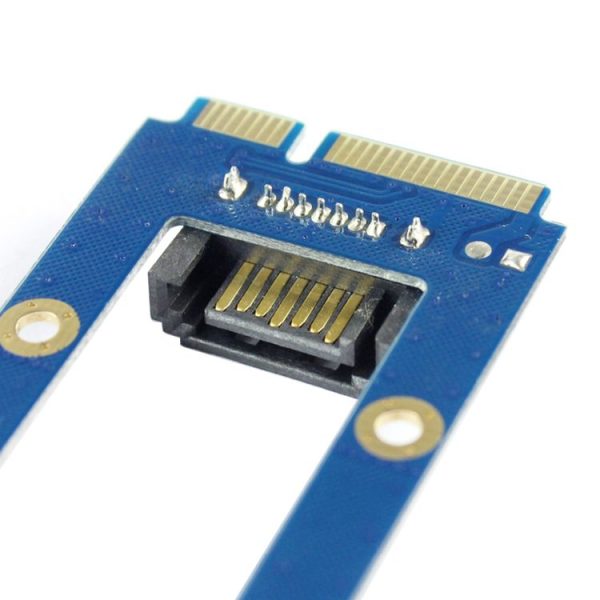 Mini PCI-E mSATA SSD to SATA 7 Pin MPCIe Extension Adapter Card (Blue) - Image 5