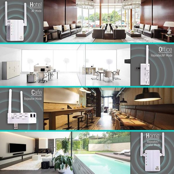 300Mbps Wireless-N Range Extender WiFi Repeater Signal Booster Network Router with 2 External Antenna, EU Plug (Black) - Image 15