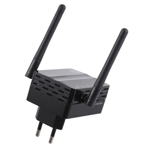 300Mbps Wireless-N Range Extender WiFi Repeater Signal Booster Network Router with 2 External Antenna, EU Plug (Black) - Image 3
