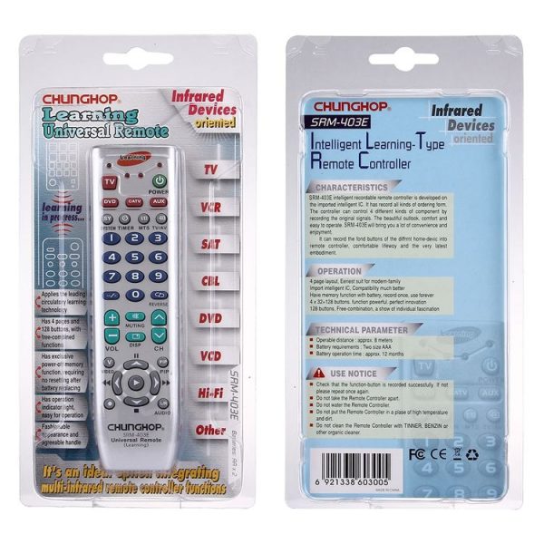 CHUNGHOP SRM-403E Universal Intelligent Learning-Type Remote Control for TV VCR SAT CBL HIFI DVD CD VCD and Others - Image 9