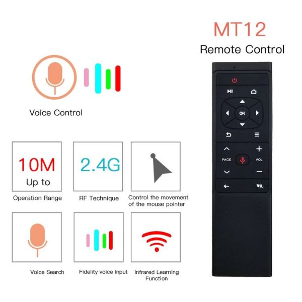 MT12 2.4G Air Mouse Remote Control with Fidelity Voice Input & IR Learning for PC & Android TV Box & Laptop & Projector - Image 7