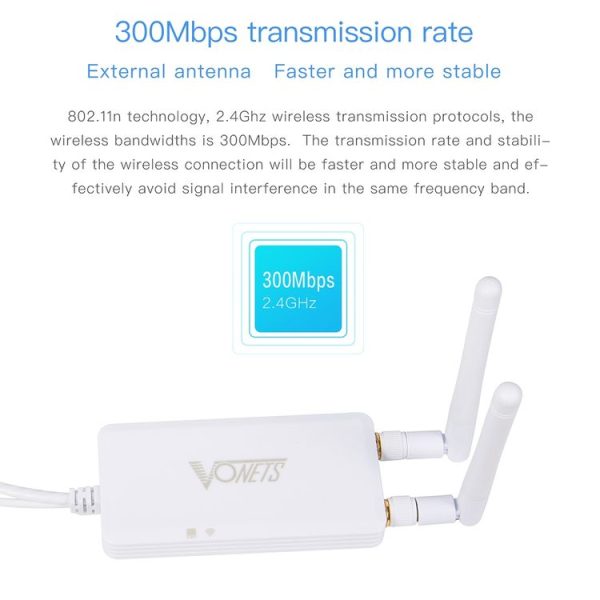 VONETS VAP11S 2.4G Mini Wireless Bridge 300Mbps WiFi Repeater with 2 Antennas - Image 7