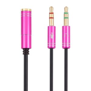 3.5mm Female to 2 x 3.5mm Male Adapter Cable (Rose Red)