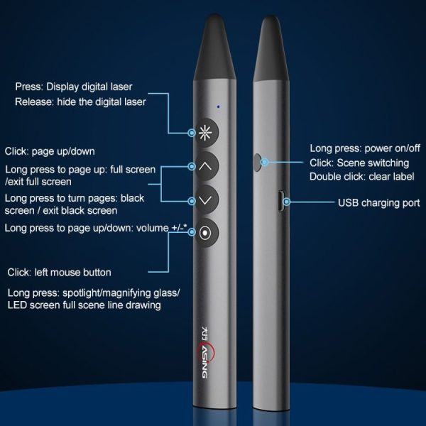 ASiNG A12 Digital Laser Touch Page Turning Pen Wireless Presenter - Image 2