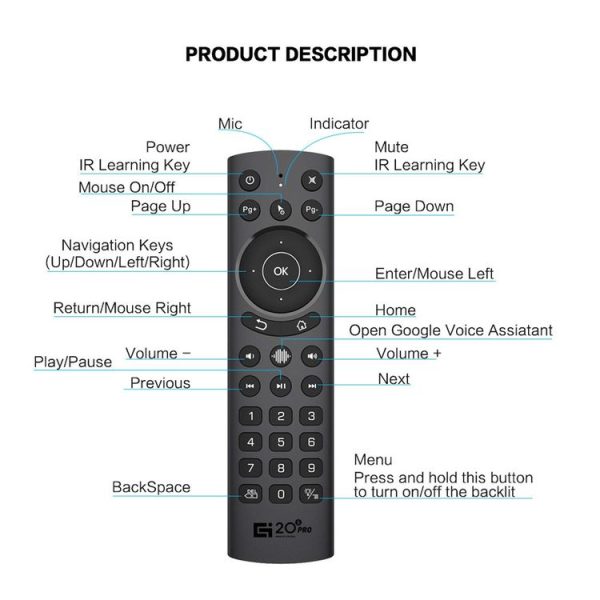 G20S Pro Voice Backlight Version 2.4G Air Mouse Remote Control - Image 3